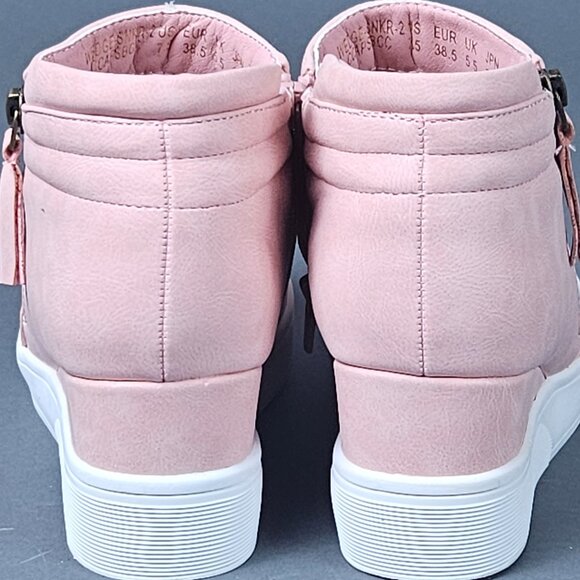 Dream Pairs Pink Blush Platform Wedge Sneaker Ankle Booties - Picture 9 of 14